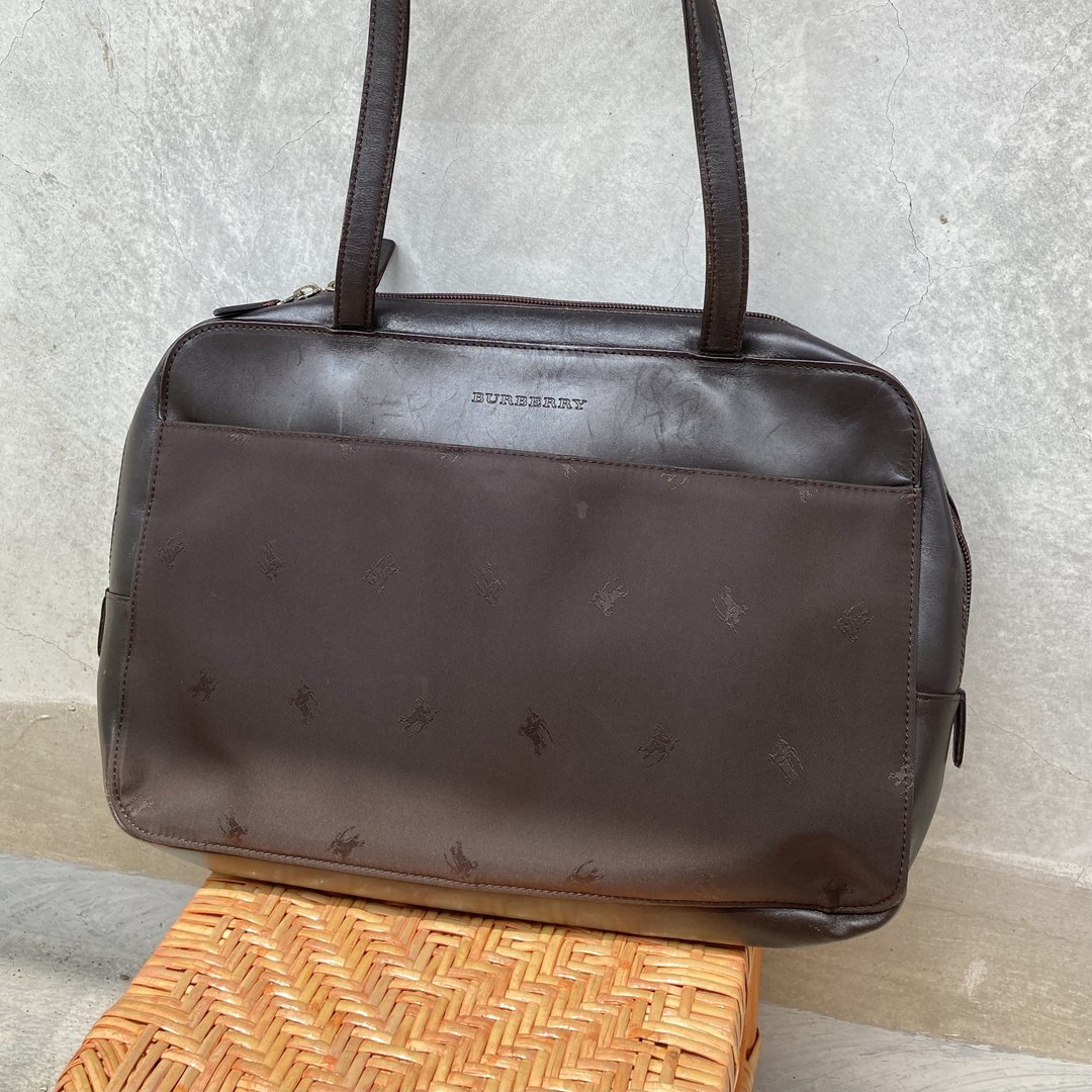 BURBERRY 英国 咖啡色 战马 滑面拼接皮革 古董 笔电包 电脑包 - 手提包/手提袋 - 其他材质 咖啡色