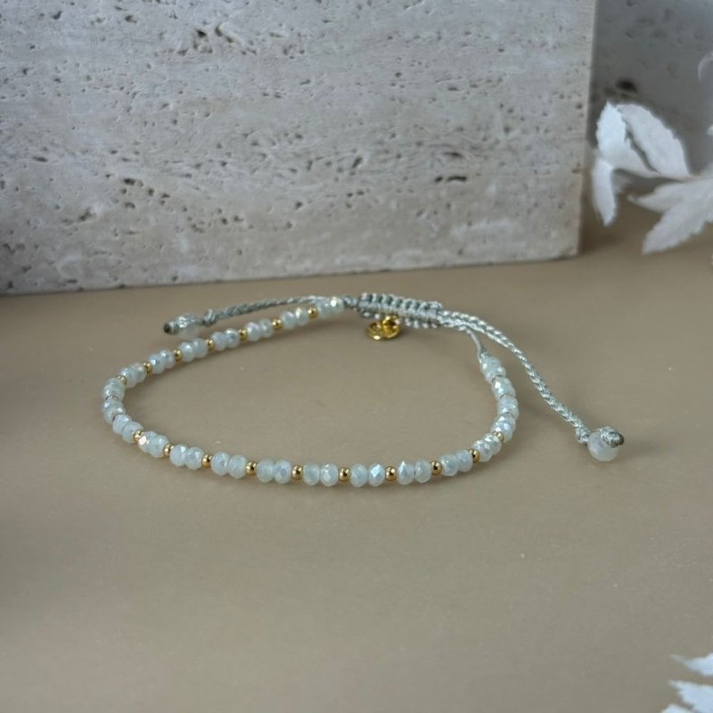 JASMIN 雾绿柔光白 玻璃珠手链 - 手链/手环 - 水晶 绿色