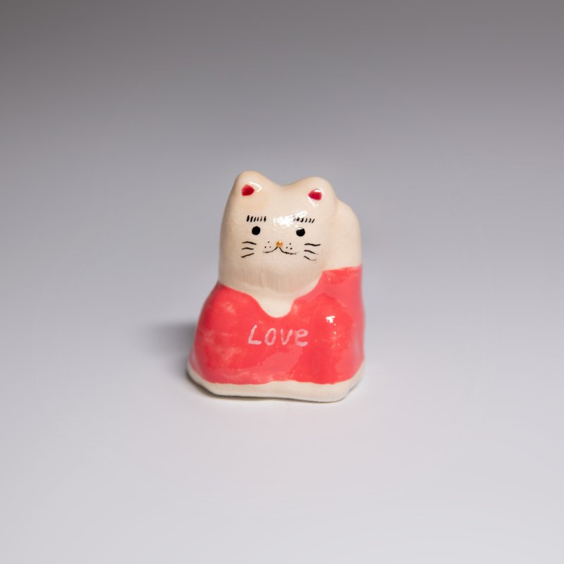 街头开运招财猫-T恤猫-LOVE - 摆饰 - 陶 白色