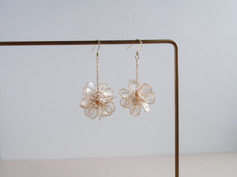 心花开 花球耳环-手作水晶花 树脂饰品 礼物 闺蜜饰品 - 耳环/耳夹 - 树脂 透明