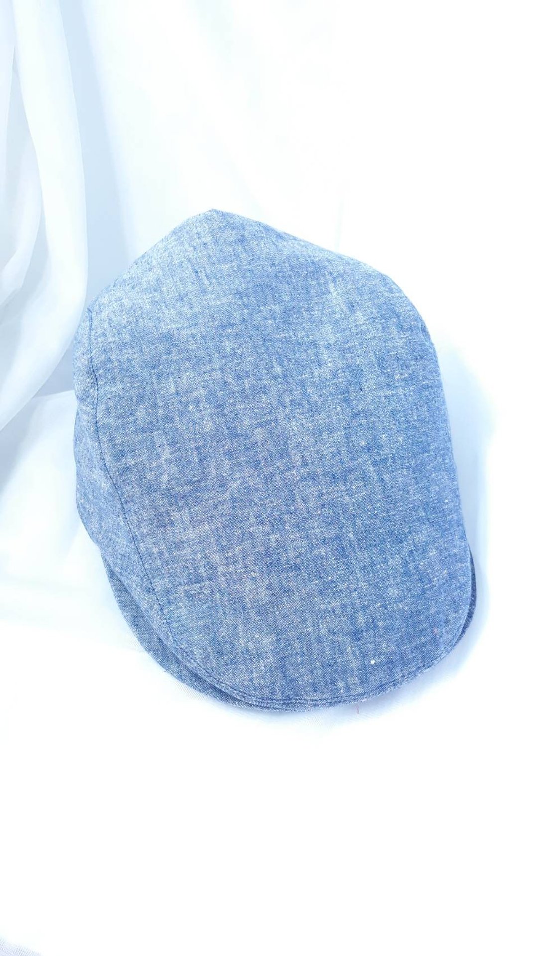 浅丹宁蓝棉麻狩猎帽(Flat Cap) - 帽子 - 棉 蓝色