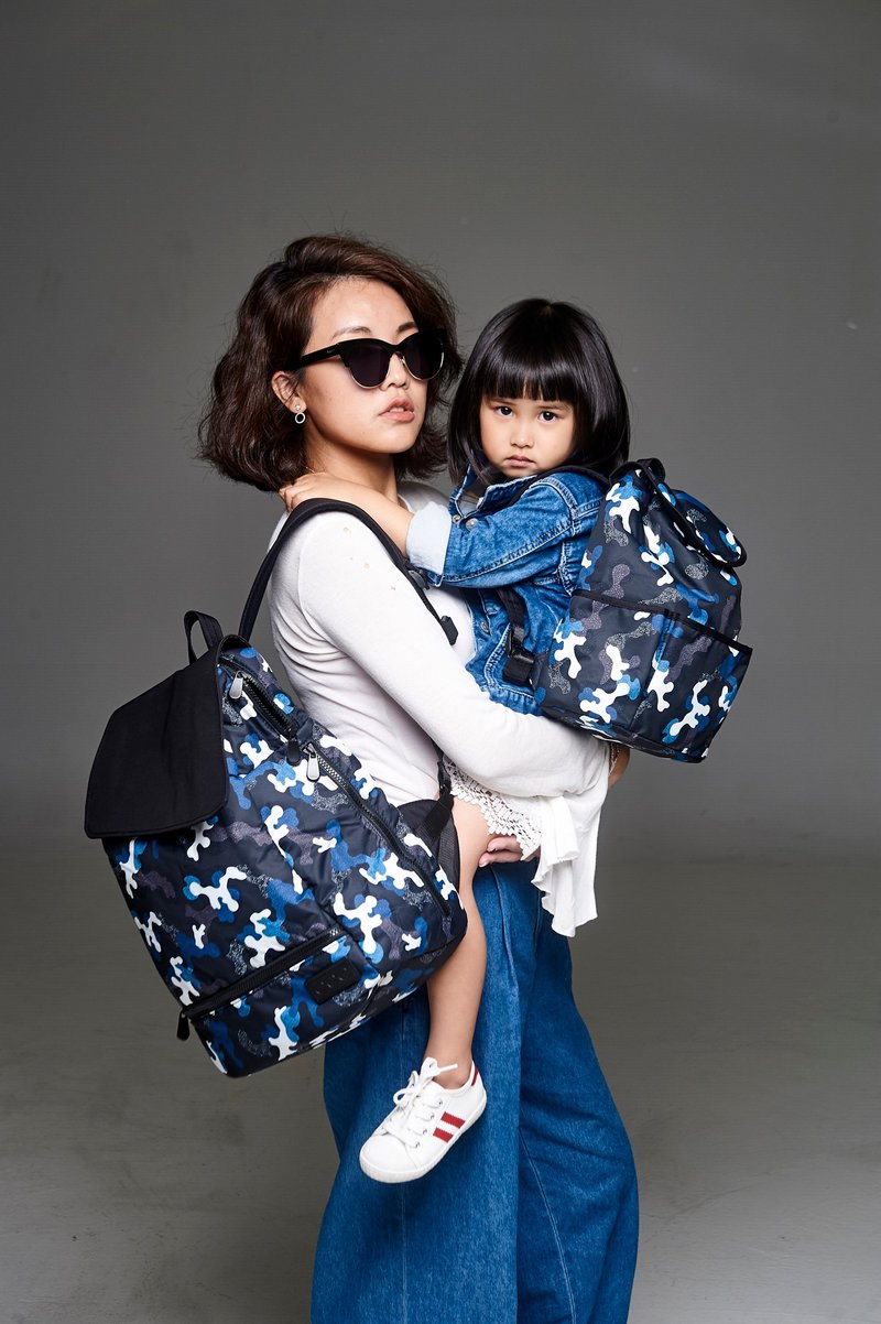 时尚都会包 | 湛蓝迷彩鹿角森林 (妈妈包 后背包) - 电脑包 - 防水材质 蓝色