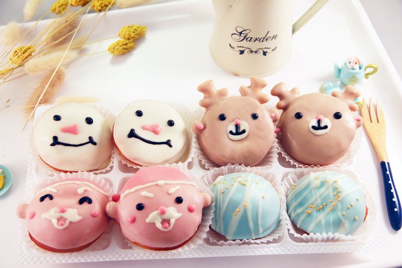 圣诞节巧克力巧贝礼盒/8颗入-婚礼小物圣诞节交换礼物阿丸甜甜圈 - 蛋糕/甜点 - 新鲜食材 红色