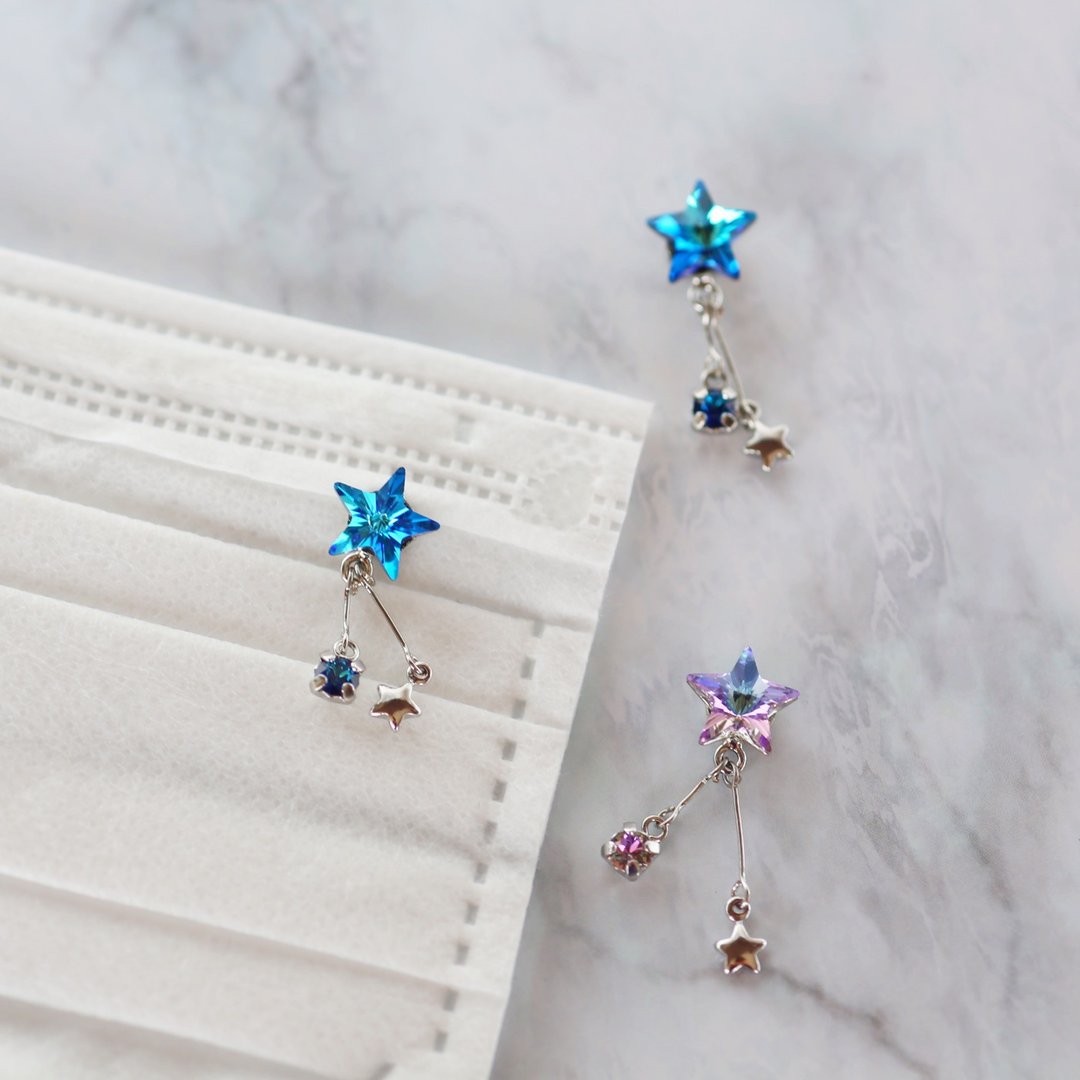 Star Story Mask Charm - 吊饰 - 水晶 蓝色