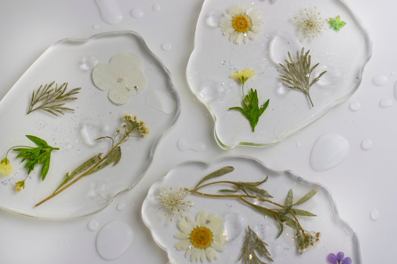 Serendipity 手工 透明系 干燥花 压花 托盘 烛盘 饰品盘 杯垫 - 摆饰 - 树脂 