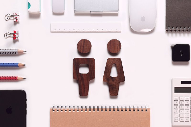 小人物 浴厕指示牌 (枫木/核桃木) - 墙贴/壁贴 - 木头 