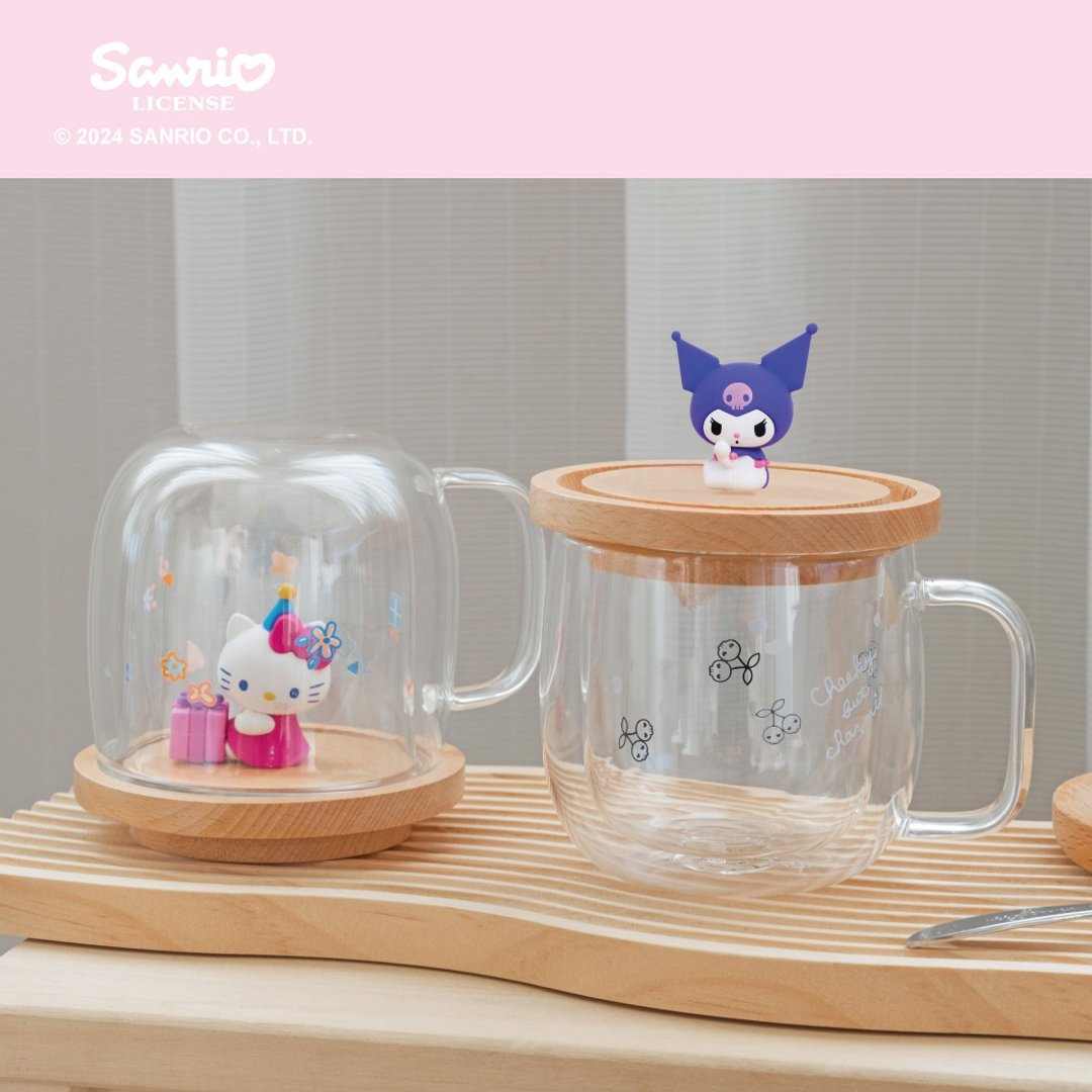 三丽鸥 Sanrio 系列 立体公仔玻璃杯组 - 玻璃杯 - 玻璃 粉红色