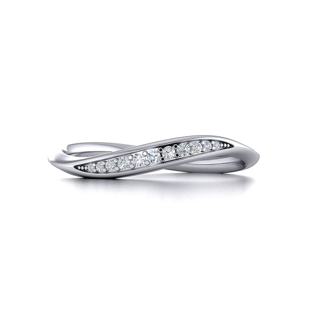 【PurpleMayJewellery】18K金流线水波形线戒戒指 婚戒订制R006 - 戒指 - 钻石 银色