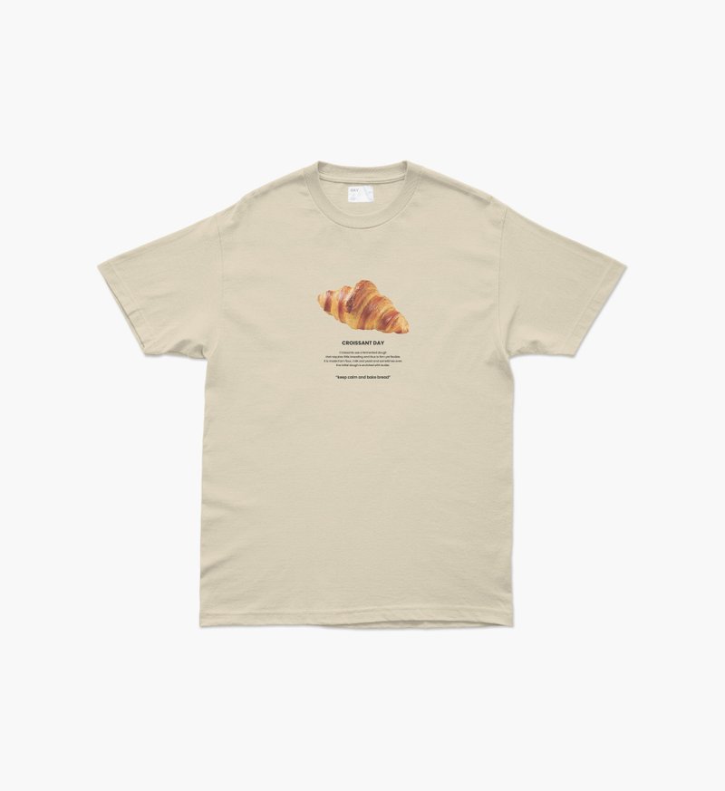 上衣 HAY : Croissant day T-Shirt - White / Oatmeal (unisex) - 女装 T 恤 - 棉．麻 