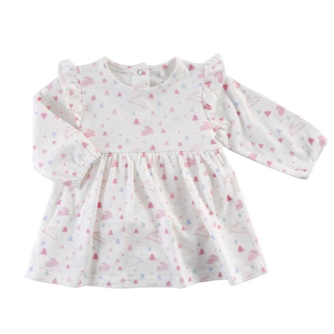 【Deux Filles有机棉】婴儿长袖洋装包屁衣/连身衣6~12月(粉红兔) - 包屁衣/连体衣 - 棉 