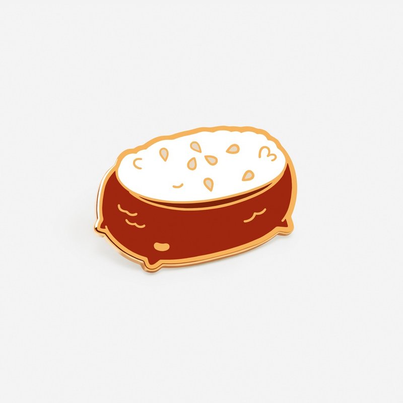 Inari Sushi Hat/ Enamel Pin - 胸针 - 其他金属 咖啡色