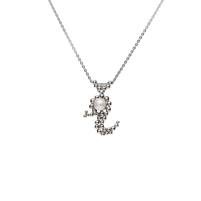 玻璃动物园 - 海蛇坠链 (Akoya珍珠) - 项链 - 纯银 银色