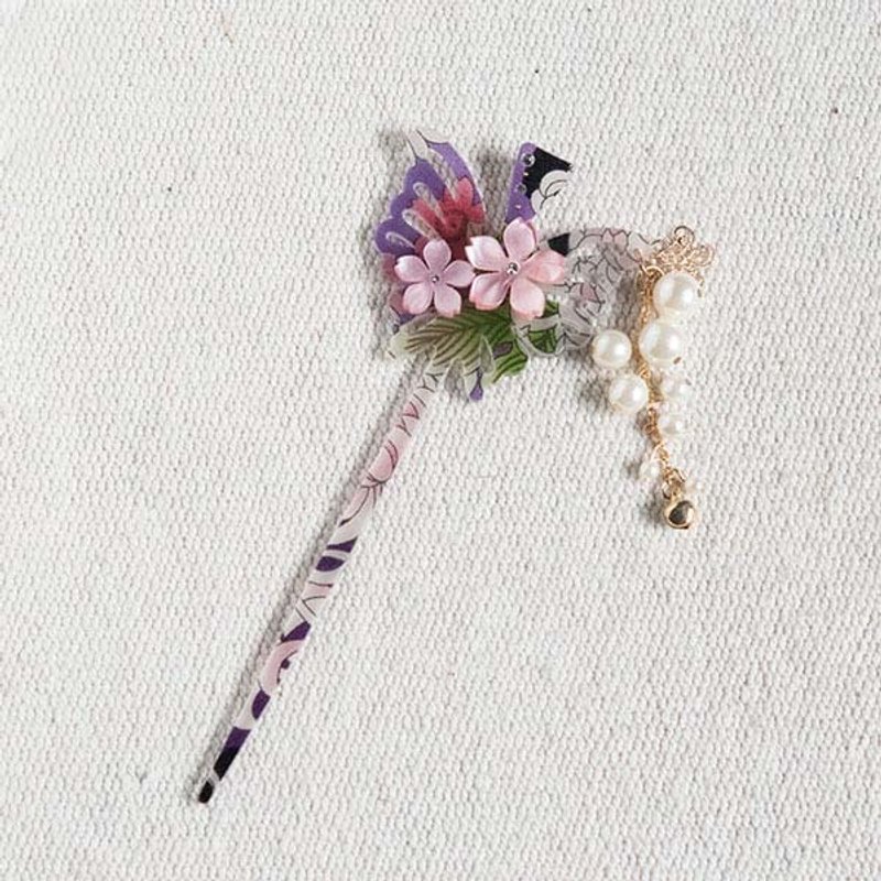 妩秋丰,蝴蝶垂吊发簪,发钗,发插-青紫 - 发饰 - 压克力 紫色