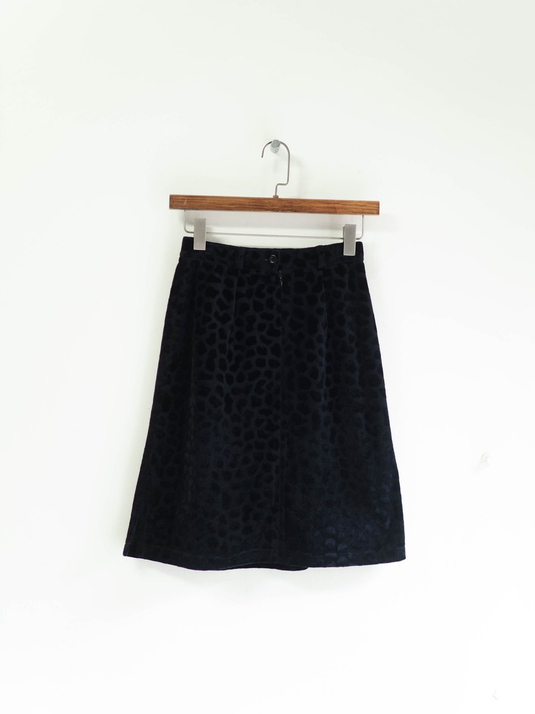 经典黑豹纹摇滚青春电幻物语 古董古着金丝绒A字裙 skirt vintage - 裙子 - 聚酯纤维 黑色