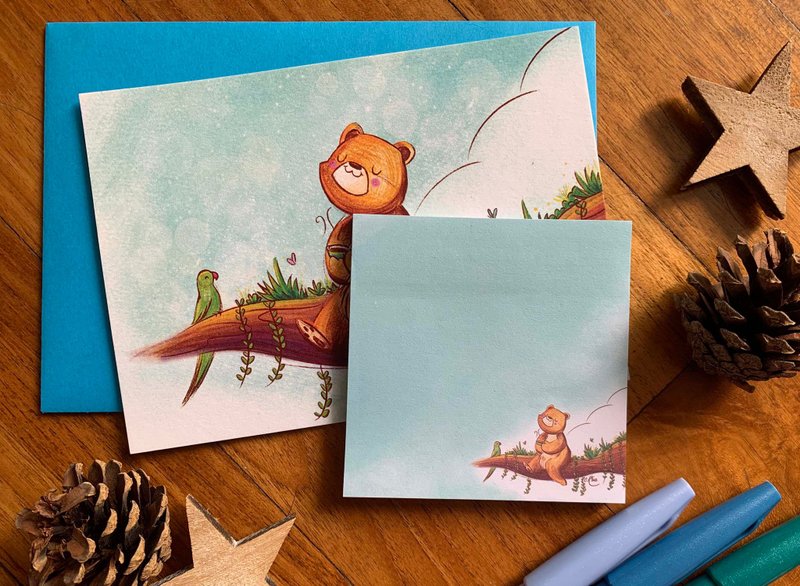 The bear necessities sticky notepad - 便条纸/标签贴 - 纸 蓝色