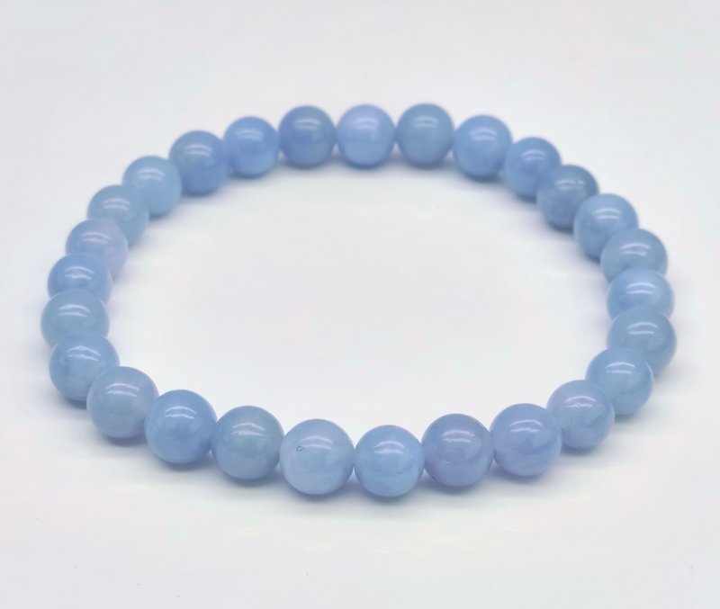 平安 - 蓝紫色翡翠手串 - 约6.5毫米, 27颗 - 手链/手环 - 宝石 