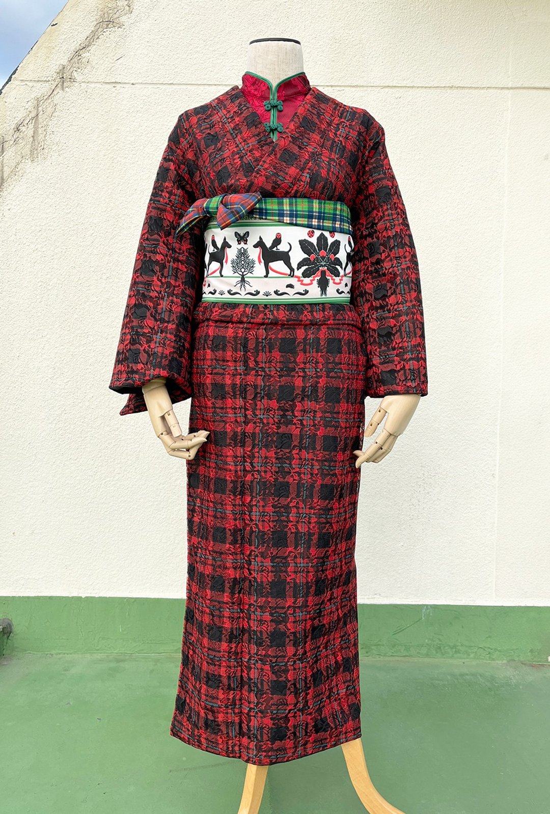 格纹蕾丝和服 Flamenco 订制商品90天交货 - 其他 - 聚酯纤维 红色