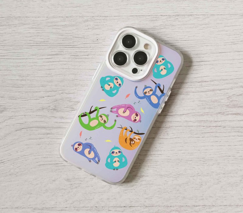 免费订制名字简约炫彩树懒全包手机壳iphone 15 pro max 14 13 SE - 手机壳/手机套 - 塑料 多色