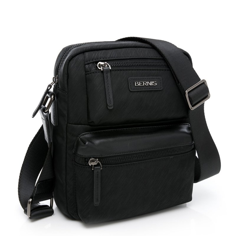 细雨尼龙|翻玩复古多层斜背包-黑|BERNIS贝尔尼斯 BNE20208BK - 侧背包/斜挎包 - 尼龙 黑色