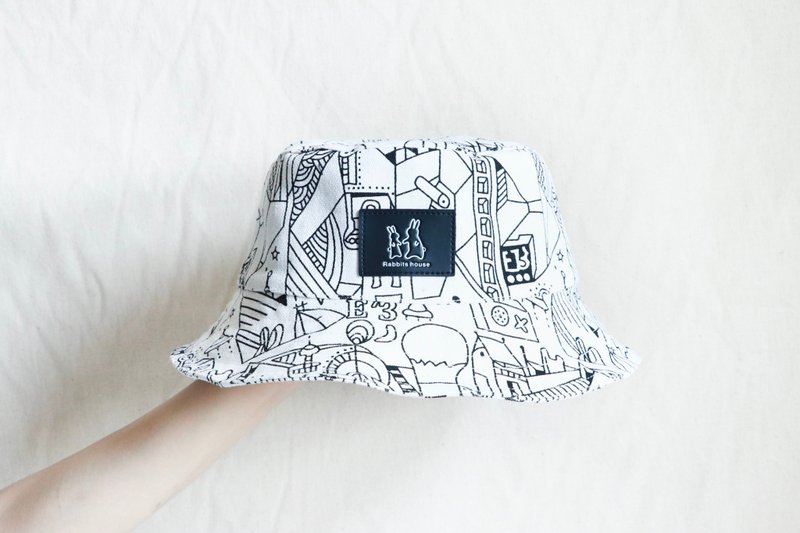 渔夫帽-米白城堡乐园 - 帽子 - 棉．麻 白色