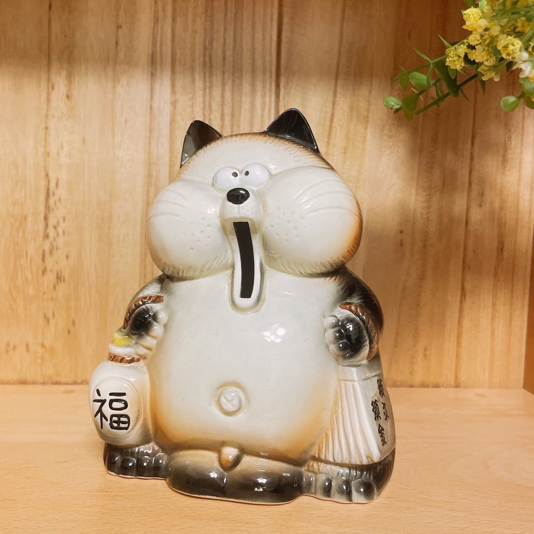 早期日本狸猫大嘴造型扑满 - 摆饰 - 陶 