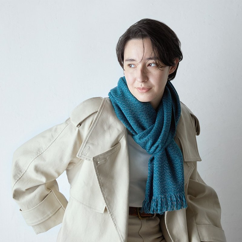 美丽诺羊毛花围巾-蓝绿 (数量有限 售完为止) - 围巾/披肩 - 羊毛 绿色