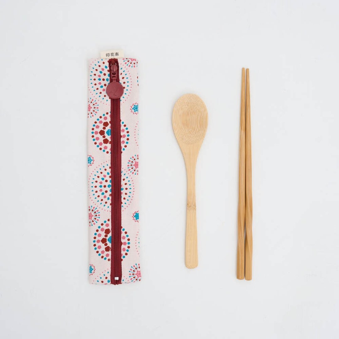 拉链餐具袋(含餐具)/烟火/绚烂粉红 - 筷子/筷架 - 棉 粉红色