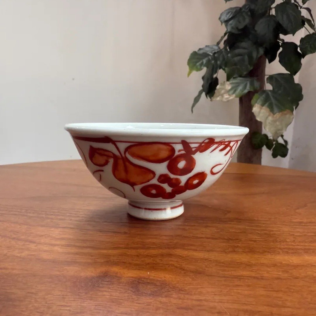 【303select】伊万里烧 日本 葡萄 (朱葡萄) 纹朝颜茶泡饭 - 碗 - 瓷 
