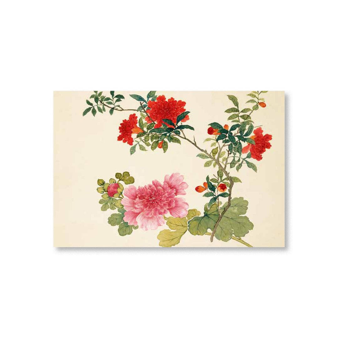 【明信片・Postcard】沈振麟・十二月花神 蜀葵石榴 - 卡片/明信片 - 纸 卡其色
