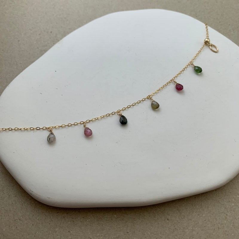 14KGF 水滴糖果碧玺手链 - 手链/手环 - 半宝石 多色