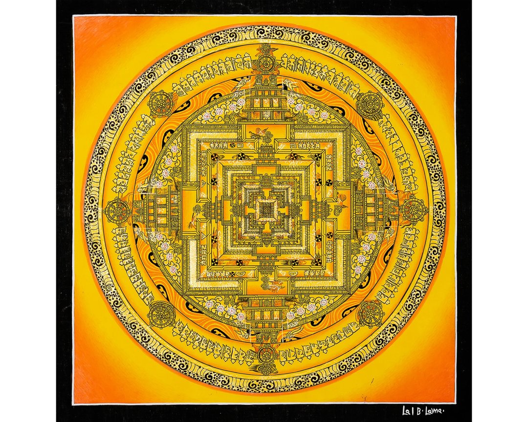 神圣的时轮曼荼罗唐卡——宇宙和谐的象征 - 墙贴/壁贴 - 其他材质 多色