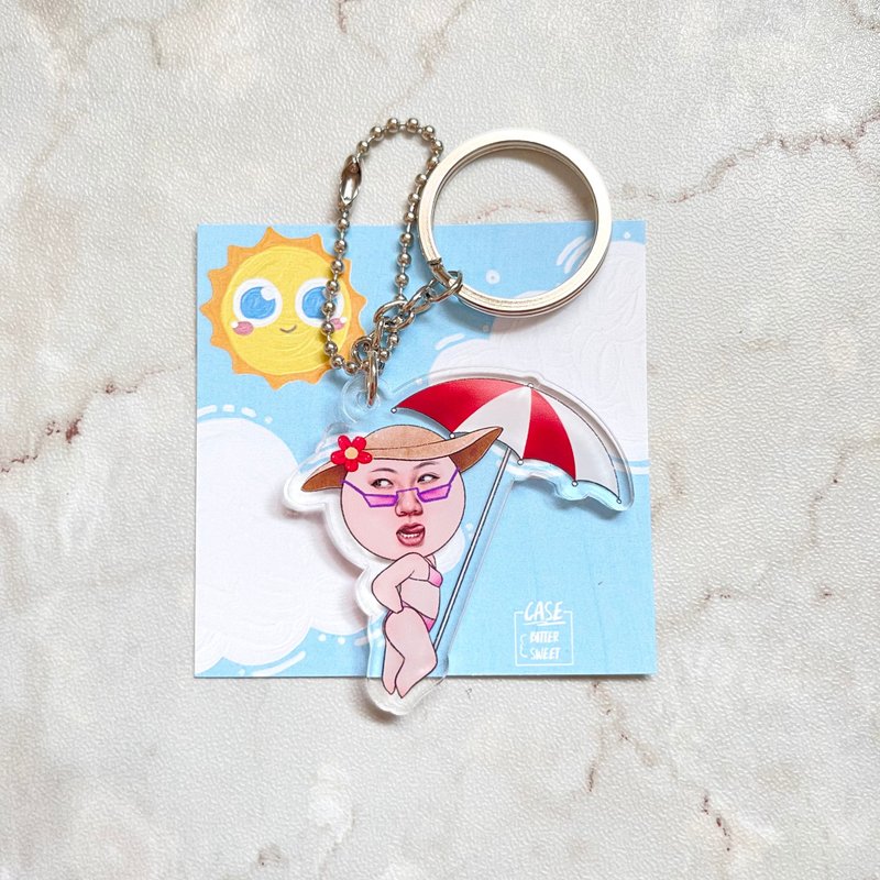 KEY RING ll KEY CHAIN :: funny face with yellow duck rubber ring - 吊饰 - 压克力 