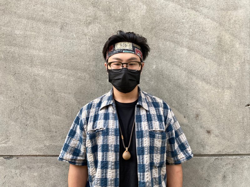 男生头带 / 男生发带 / 美式车牌黑色系 / 情侣款 / 一片式发带 - 发带/发箍 - 棉．麻 黑色