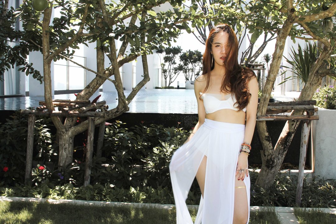 swan lake pliw swim skirt - 裙子 - 聚酯纤维 白色