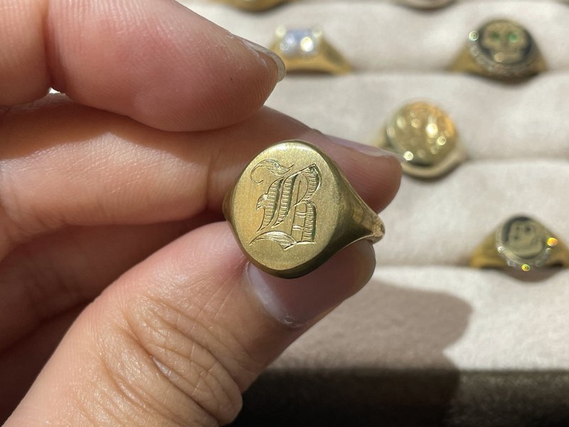 old english initials图章戒指-微雕古英文字 嘻哈 帮派 哥德 - 戒指 - 贵金属 