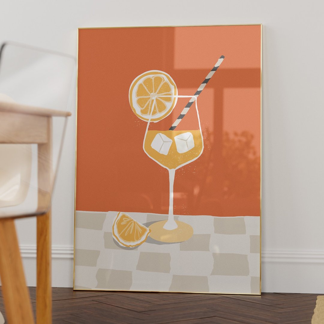 Cocktail Party No.6 - 橘色水果鸡尾酒挂画海报 - 电子手绘真人画像/绘画/插画 - 其他材质 