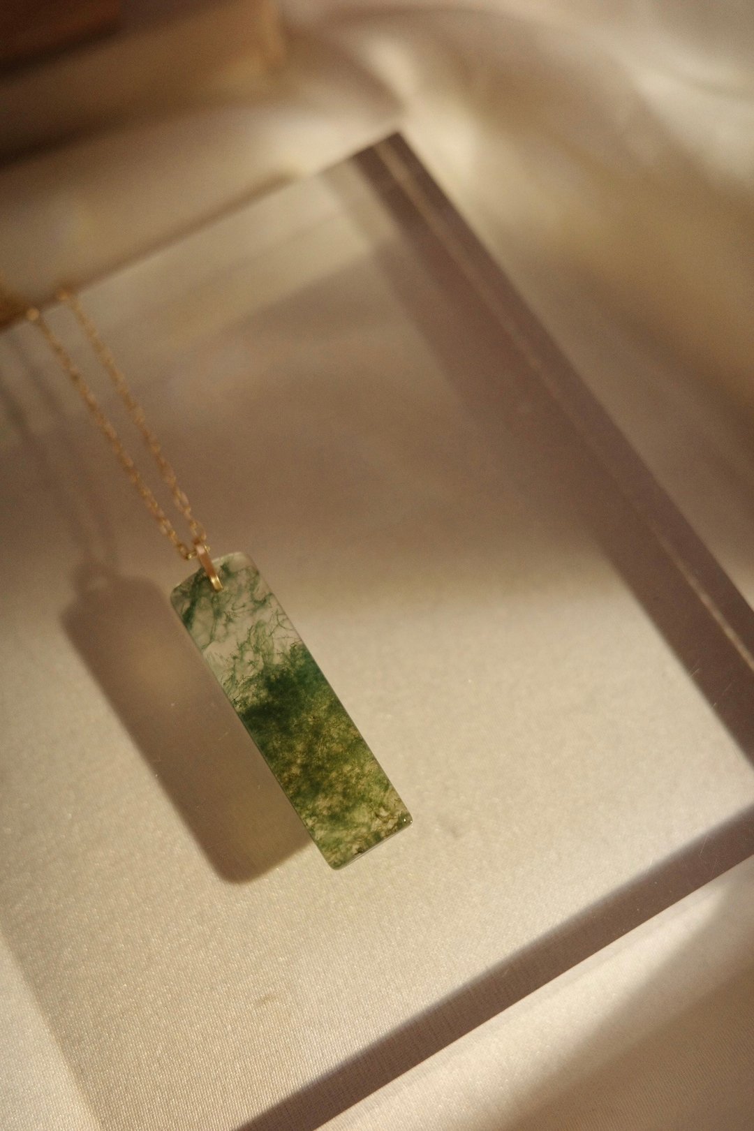 水草玛瑙 玉坠 项链 - 项链 - 半宝石 绿色
