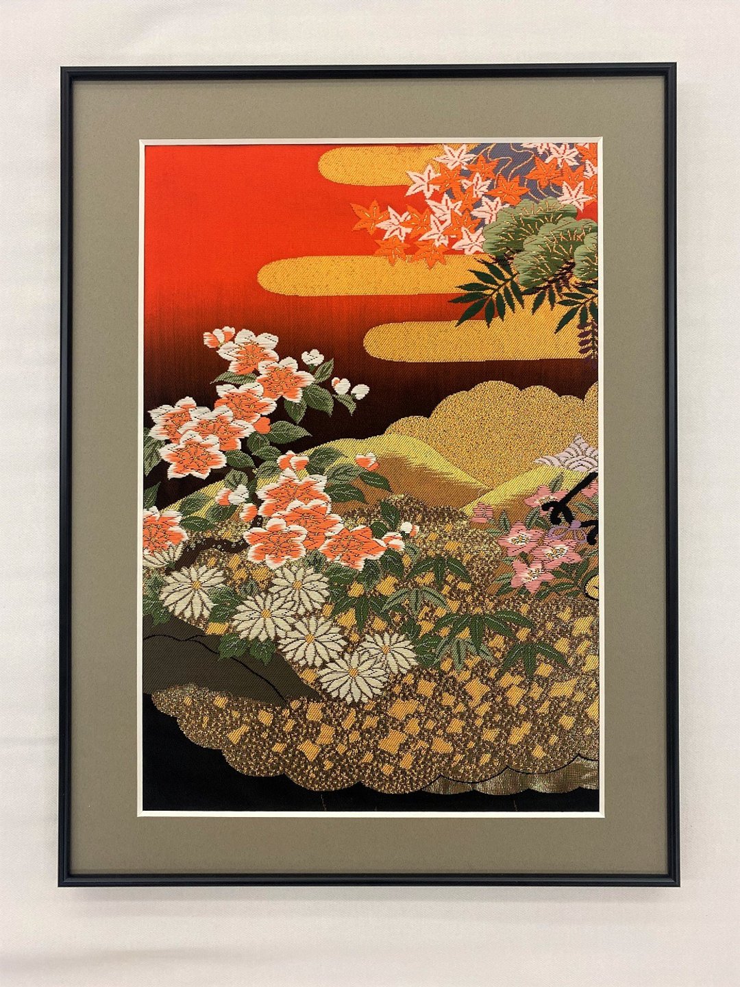 和服艺术 76 : 刺绣装饰画框 现代和风家居布置 吉祥花卉 礼物 - 摆饰 - 丝．绢 红色