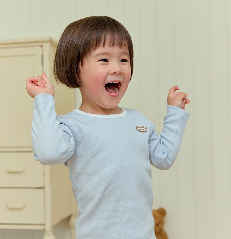 【新品】植橪云感雾蓝-植纤衣长袖韩国童装-K65109 - 童装上衣 - 棉．麻 蓝色