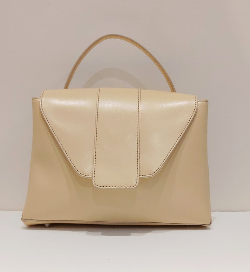 意大利真皮米黄色经典手提包 - 侧背包/斜挎包 - 真皮 黄色