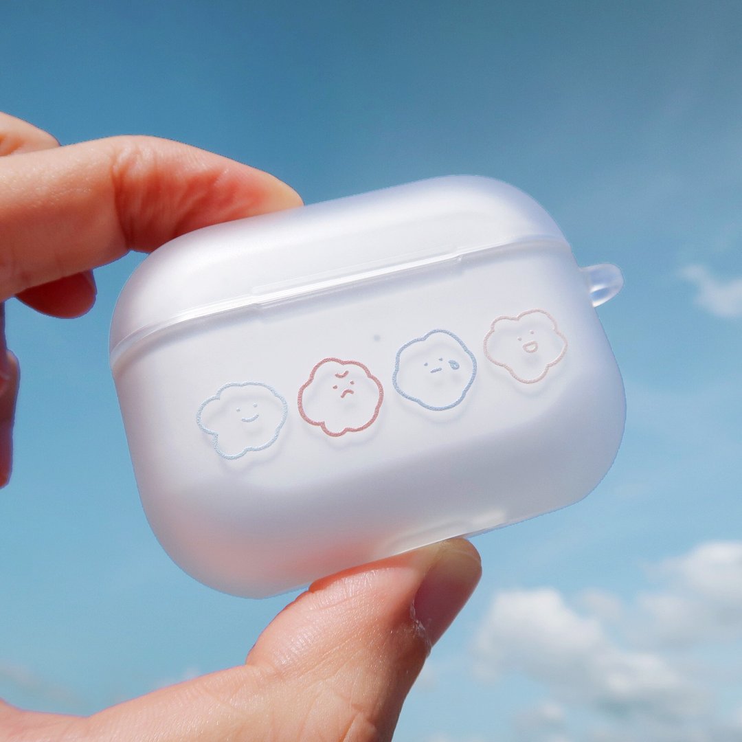 喜怒哀乐简约版-AirPods1/2/3/4/Pro/Pro2/Pro3 韩国连体耳机壳 - 耳机收纳 - 塑料 透明