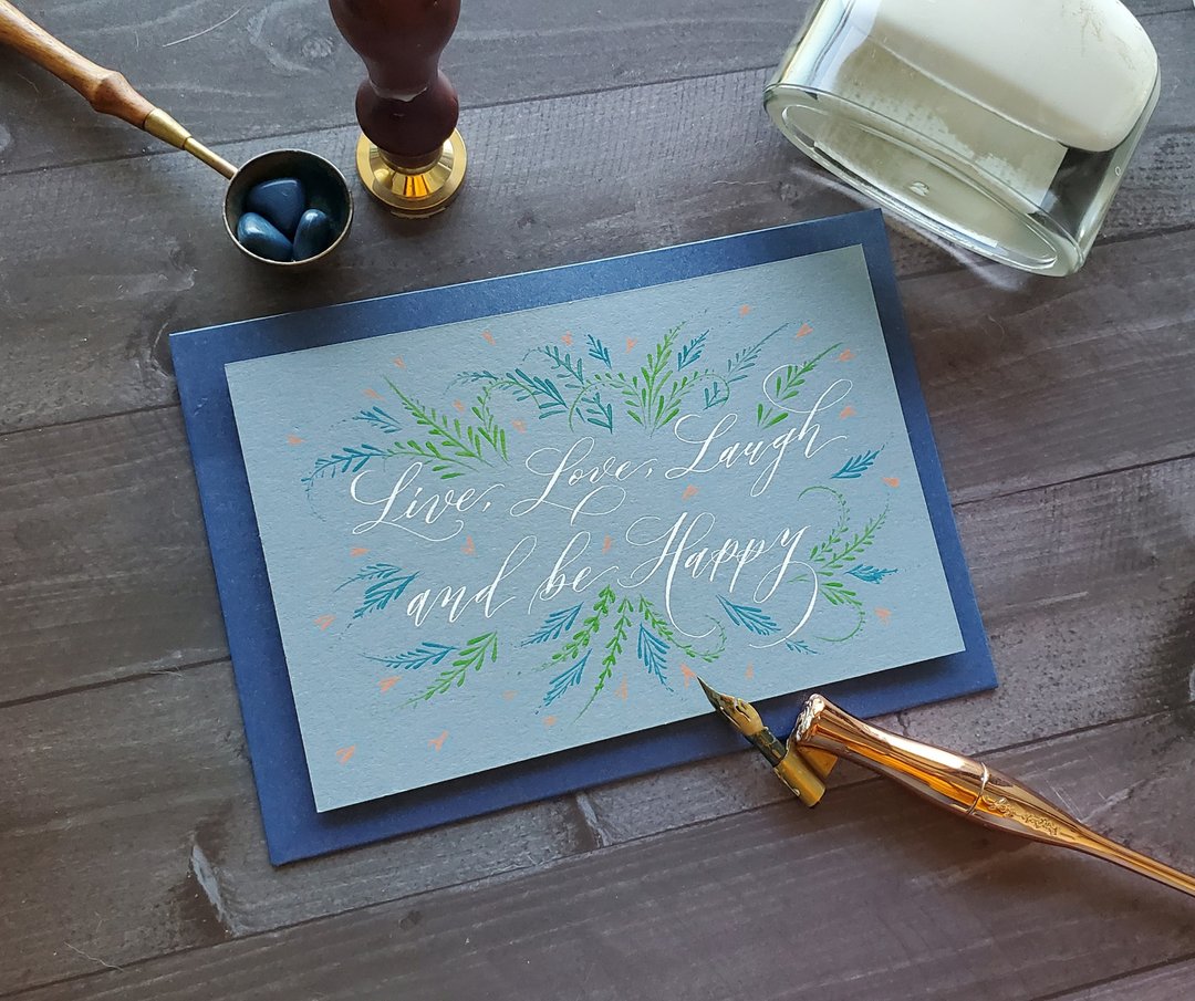 定制化订制 手写英文花体字贺卡 - 卡片/明信片 - 纸 