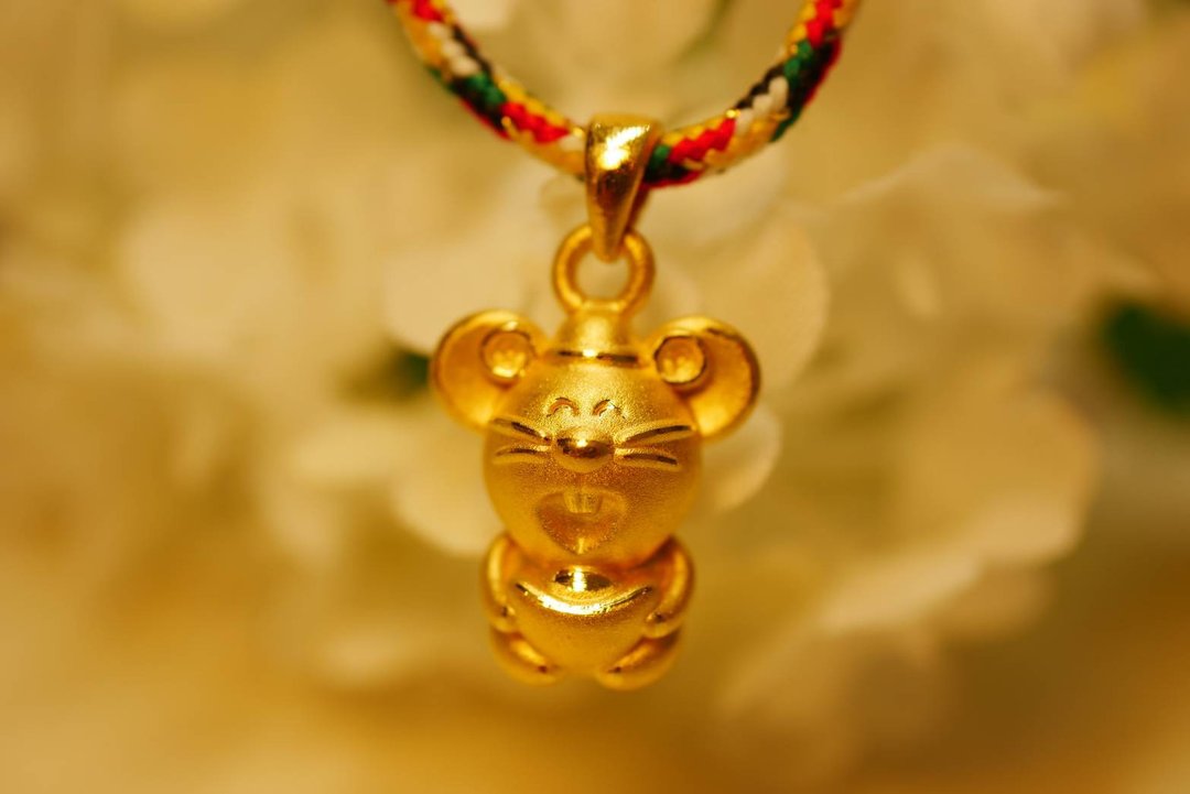 黄金坠子-生肖鼠金饰-黄金9999 - 项链 - 24k 金 金色