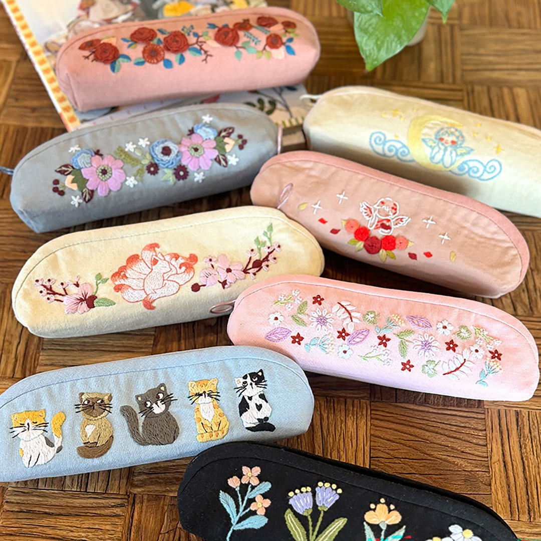 DIY手工 自绣 笔袋 材料包 刺绣 立体绣花 布艺 半成品 - 铅笔盒/笔袋 - 棉 