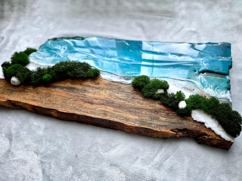 蓝色海洋树脂艺术木 树脂壁 海浪墙装饰是海滩主题树脂活边 - 墙贴/壁贴 - 树脂 蓝色