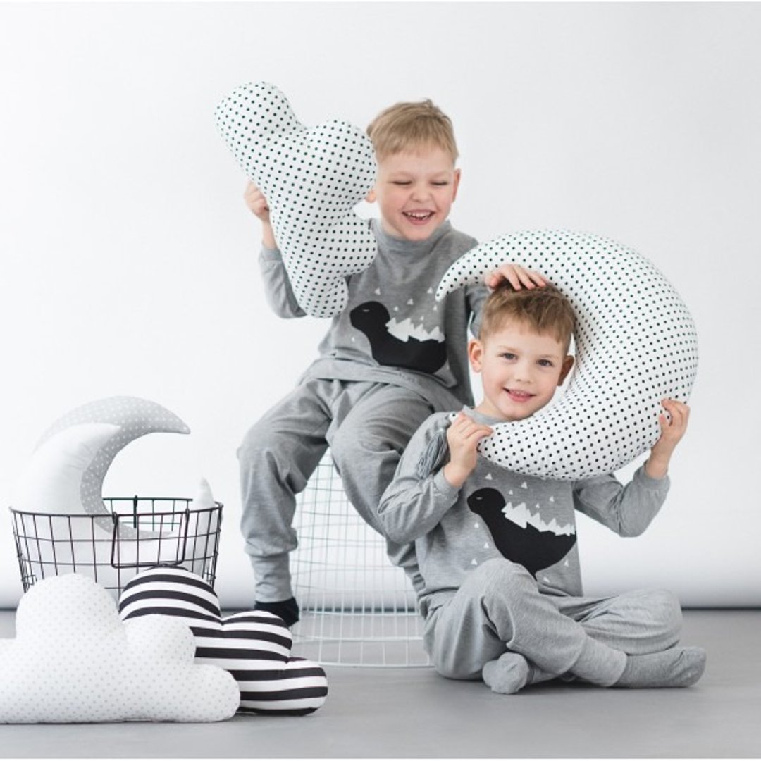 Grey two piece kids pajamas with dinosaur - 其他 - 棉 灰色