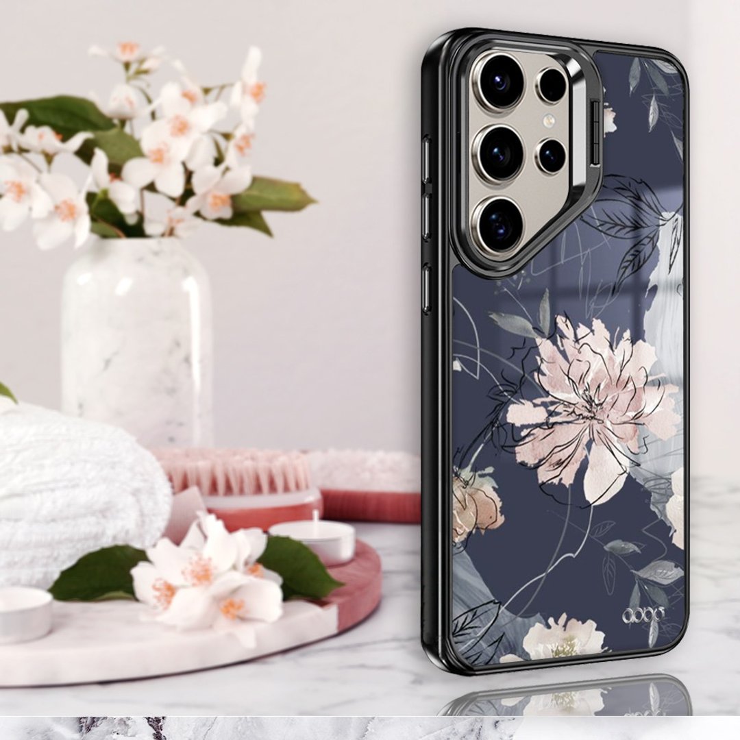 S26/S25/S24/S23 防摔合金框隐形立架手机壳 - 绘花 - 手机壳/手机套 - 其他材质 多色