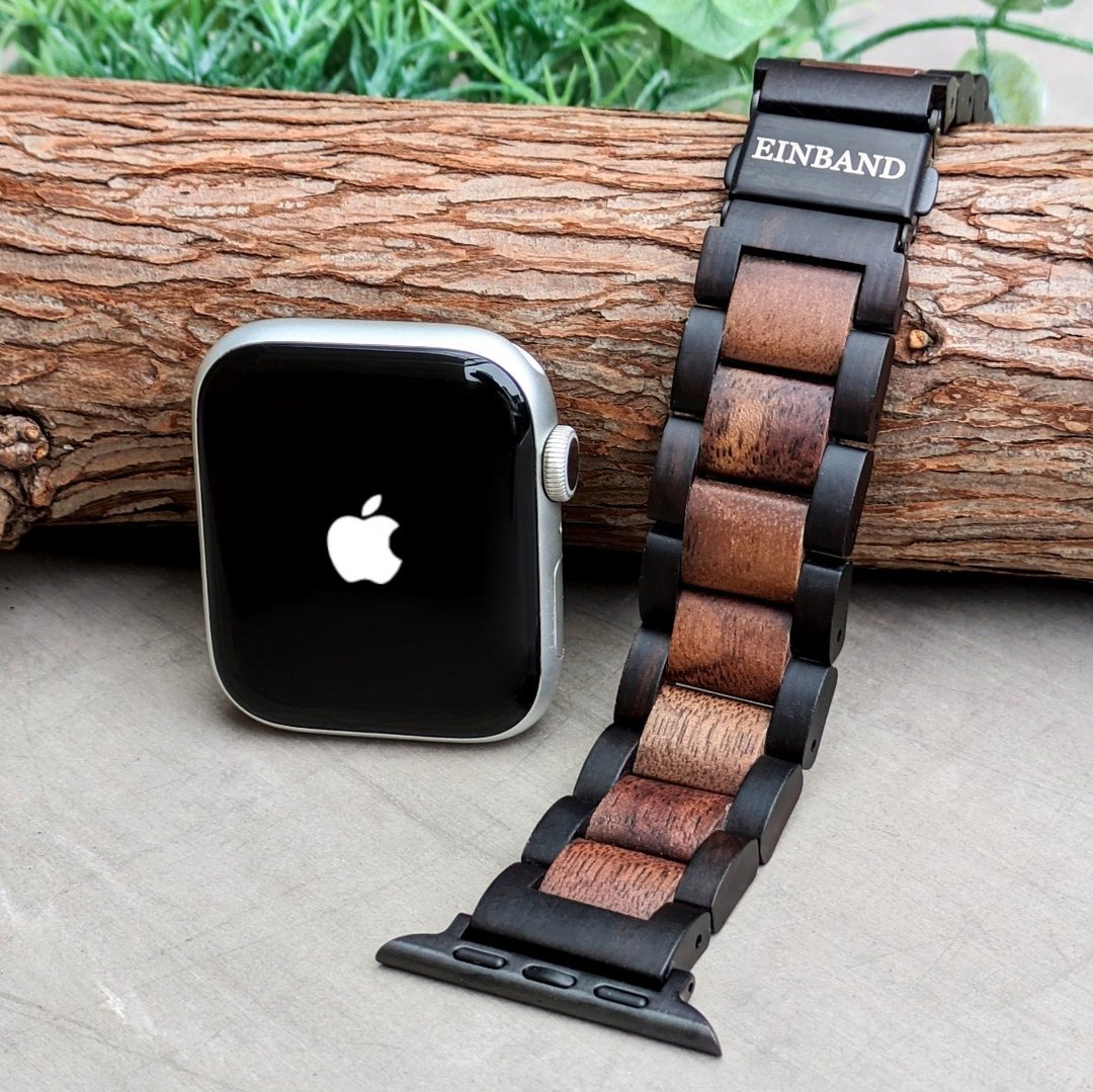 【木制表带】EINBAND AppleWatch 苹果手表 天然木质表带 木纹表带 20mm【乌木 × 胡桃木】 - 女表 - 木头 咖啡色