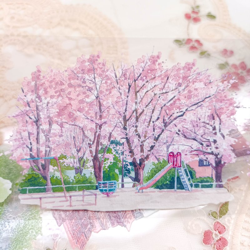 PS210櫻花街景 / 裝飾膠帶 - 纸胶带 - 塑料 多色