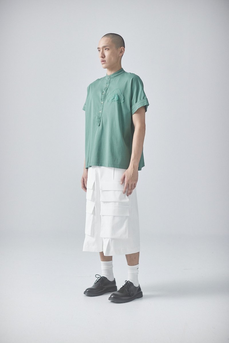 小怪兽印花上衣 - 男装上衣/T 恤 - 棉．麻 绿色